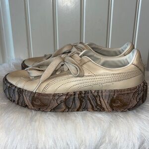 PUMA Vanilla Cream Trace Mimicry Leather Platform Sneaker  8.5 skater y2k grunge